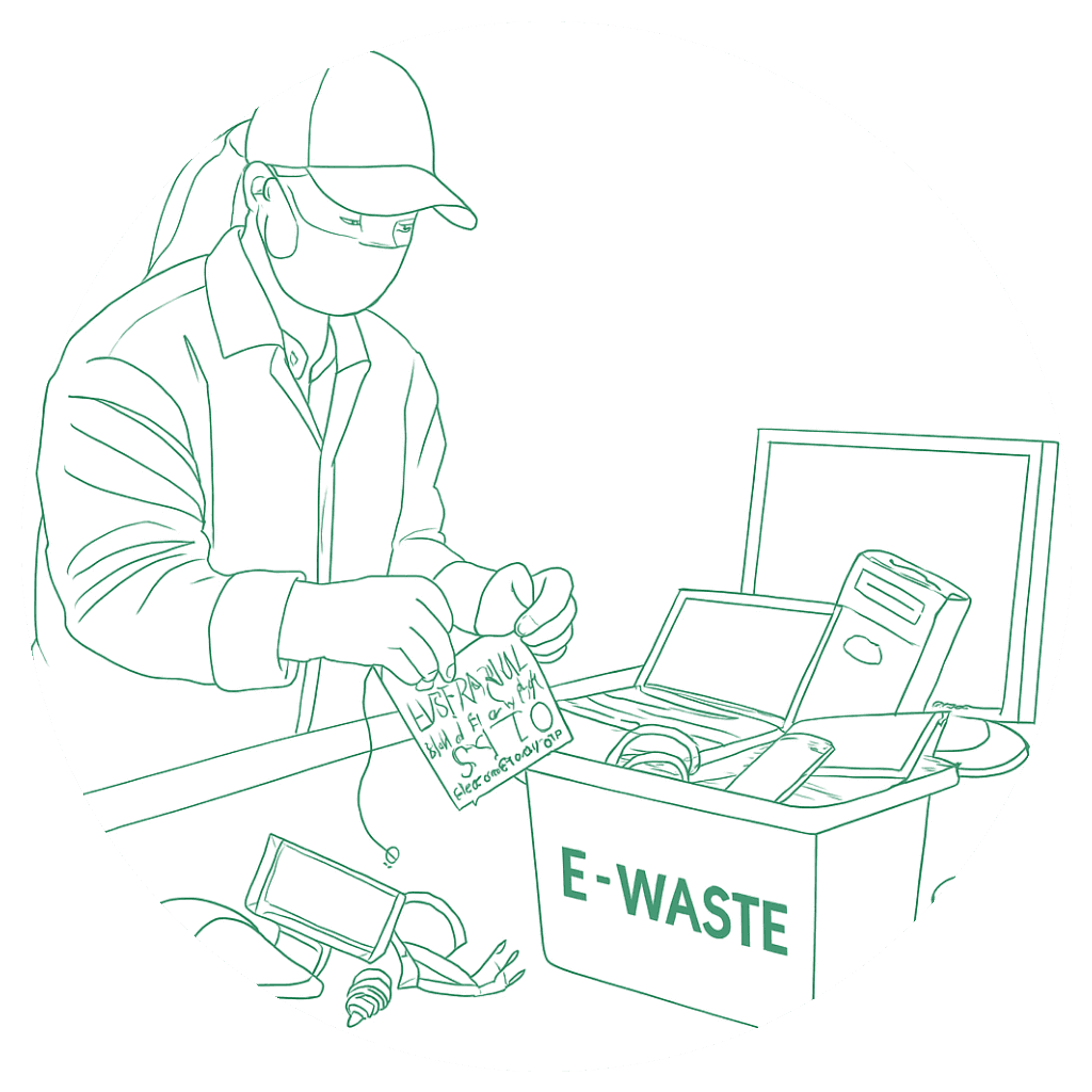 E-Waste Recycling - Person Sorting Electronics