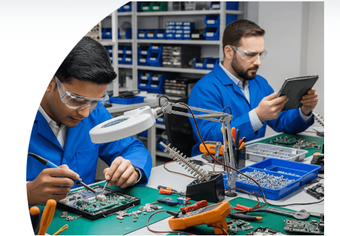 Refurbishment of Electronics - Technicians Working in Electronics Workshop